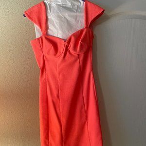 Torn by Ronny Kobo Minnie Crepe dress neon pink size xs